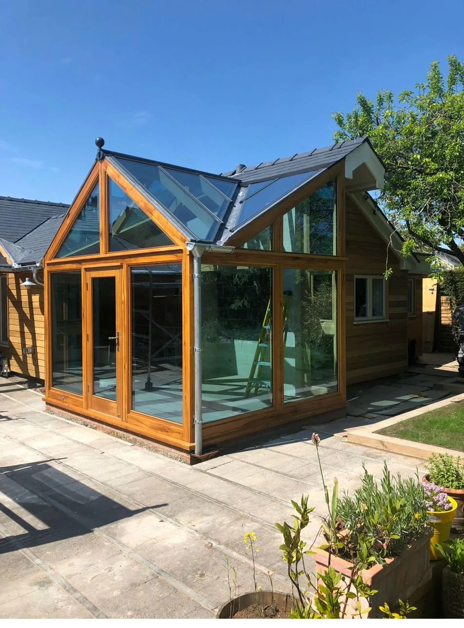 Natural oak timber frame orangery